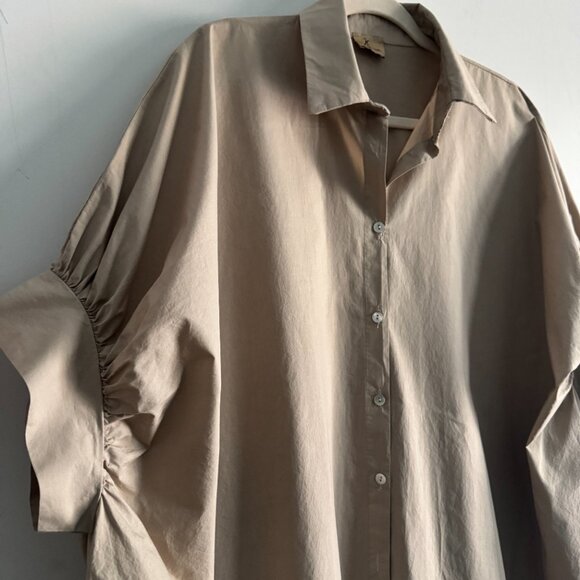 Italian 100% Cotton Oversized Button Up Shirt NWOT, One Size - Picture 8 of 14